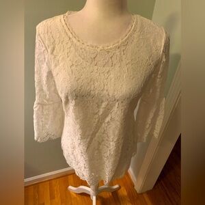 Issac Mizrahi Live white lacy tunic, size XXS